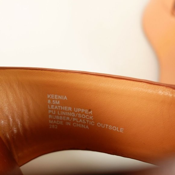 STEVE MADDEN Peach Nude Keenia T‎ Strap Wedge Sandal 8.5 Ankle Strap Peep Toe - Picture 6 of 13